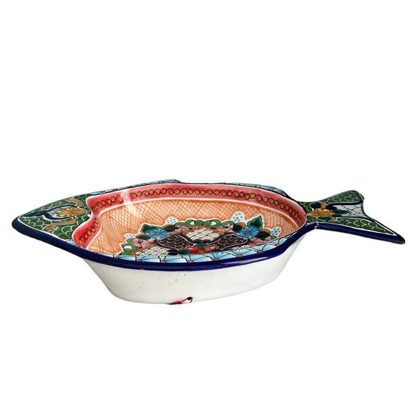 Hernandez Puebla Mexico Talavera Pottery Colorful Fish Dish Bowl Wall Decor - Picture 10 of 12